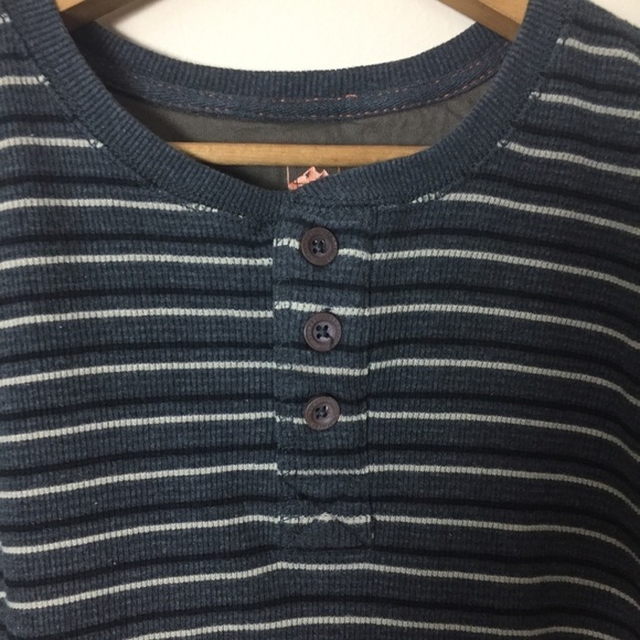 [Northwest Territory] Men's Ribbed Henley Striped Long Sleeve Shirt - Picture 3 of 10